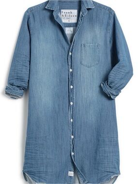 FRANK & EILEEN Mary Shirtdress Distressed Vintage Wash Women’s Size Large USA
